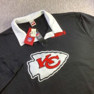 NFL Ultra Game Kansas City Chiefs‎ Rugby Polo Sweatshirt Mens XXL Black Red NWT